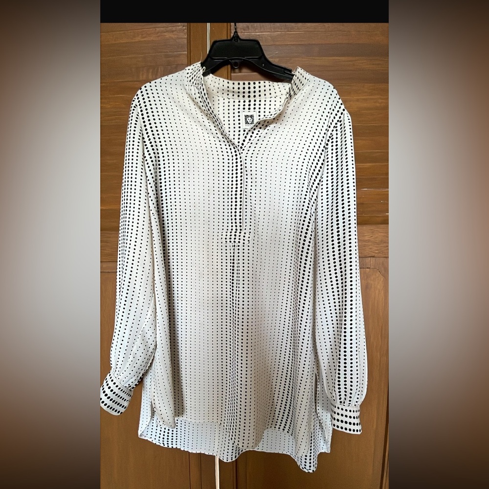 Anne Klein Black and White Polka Dot Top
